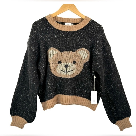 luna ivy Sweaters - Anthropologie Luna Ivy Cozy Teddy bear Cropped Loose fit Sweater black tan